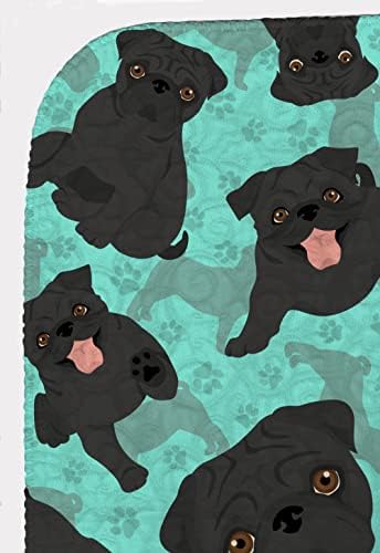 Caroline's Treasures MLM1005LQB Black Pug Quilted Blanket 50x60 Artwork Pattern Quilted Throw Blanket for Bed, Couch, Sofa, Soft and Lightweight