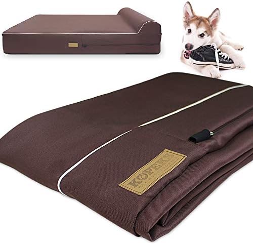 Dog Bed Chew Proof Replacement Cover for KOPEKS Memory Foam Beds - Brown - Extra Large (Jumbo Size), (KPS-1113)