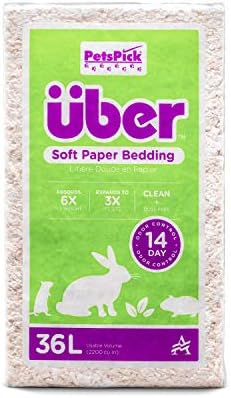 PETSPICK Uber Soft Paper Pet Bedding for Small Animals, White, 36L