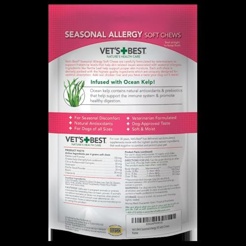 Vet's Best Seasonal Allergy Soft Chews for Dogs, Soothe Dog, 90 Day Supply