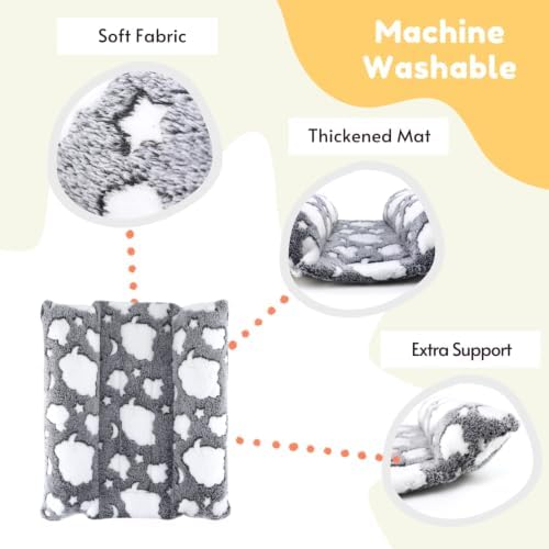 Rabbit Bed with Pillows, Dual-Sided 17"x15" Washable Lounger Pad