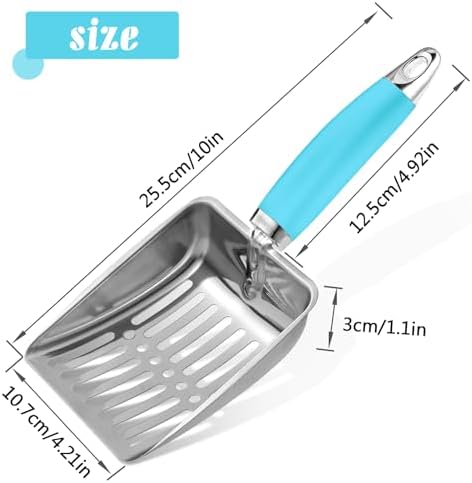 Cat Litter Scoop - Stainless Steel Metal Cat Litter Scoop-Sturdy Mesh Scooper - Mesh Shovel-Easy to Clean - Suitable for Cat Litter Box -Blue-Christmas