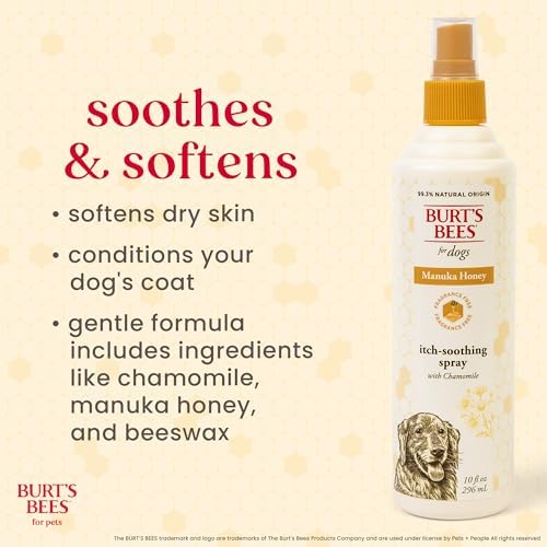 Burts Bees for Pets Manuka Honey Itch Relief Spray with Chamomile, 10 Fl Oz