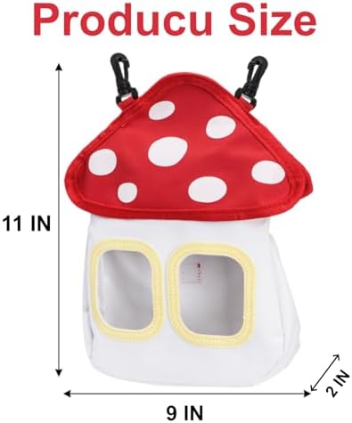 Eorbow Bunny Hay Feeder Bag, Cute Mushroom Hanging Hay Holder, Durable Hay Dispenser with 600D Oxford Fabric for Guinea Pigs Chinchillas Hamster, Small Animal Cage Accessories