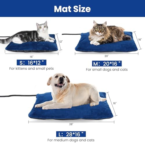 MARUNDA Outdoor Heated Cats Bed - 100% Waterproof Outdoor Heated Pet Bed with Double Built-in AutoThermostat - Heated Pet Bed for Outside Animals (20" x 16" (L), Blue)