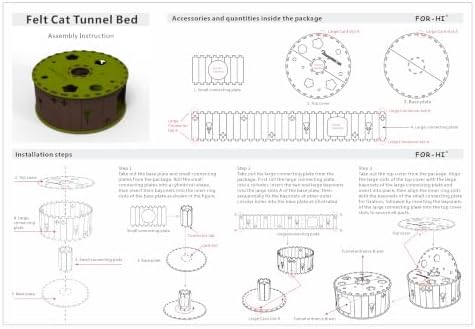 Large Cat Tunnel Bed for Multiple Cats, Scratch Resistant Indoor Cat Bed, Holds Up to 30 Lbs (L 24×24×11.8, Green)