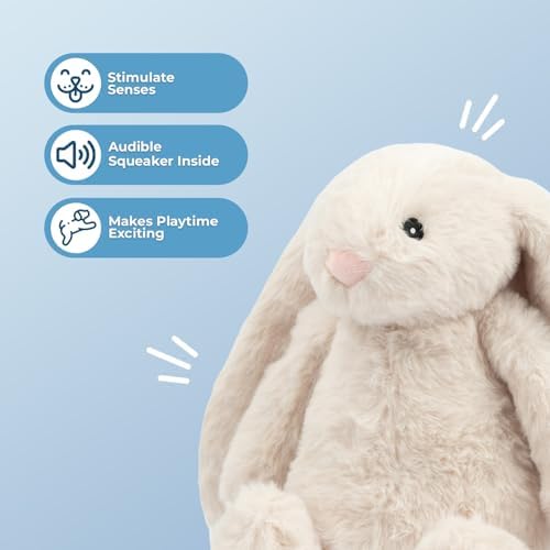 Best Pet Supplies Bunny Buddy Squeaky Plush Dog Toy - Beige, Small