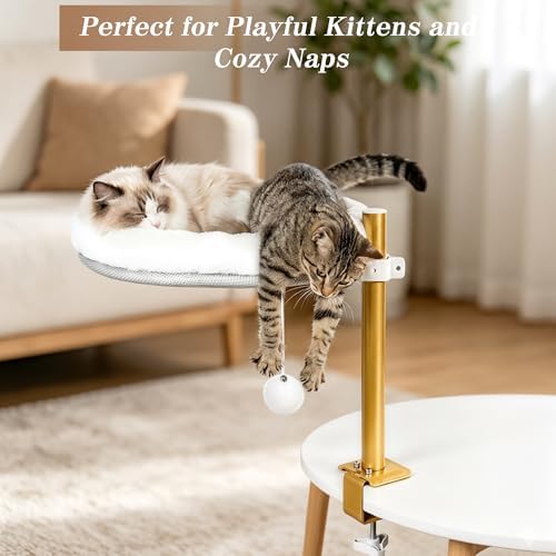 Cat Desk Bed Clamp-On Hammock, 360 Rotating Perch for Desk, Chair & More