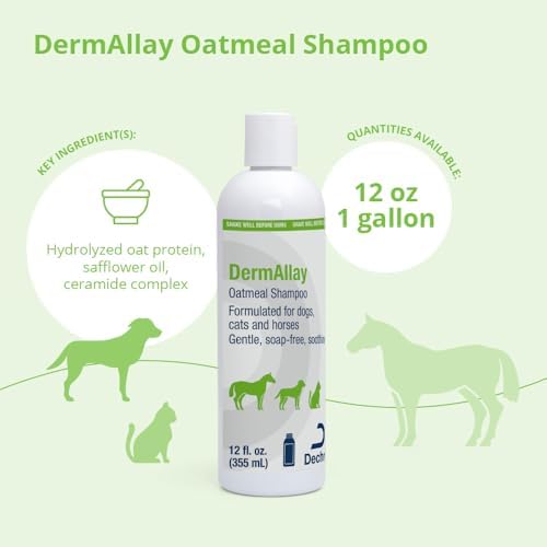 DermAllay Oatmeal Shampoo for Dogs, Cats and Horses, 12 Fl Oz