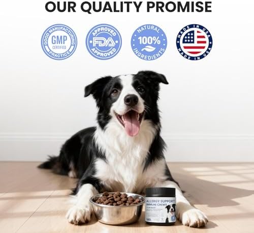 Anti-Itch Dog Allergy Chews – Skin Relief Soft Chews for Hotspots, Dry Skin & Paw Licking – Supplement with Fish Oil & Probiotic – Immune Support – 180ct