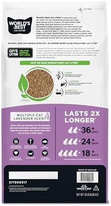 World's Best Cat Litter Lavender, Long-Lasting Odor Control, 15 lb Bag
