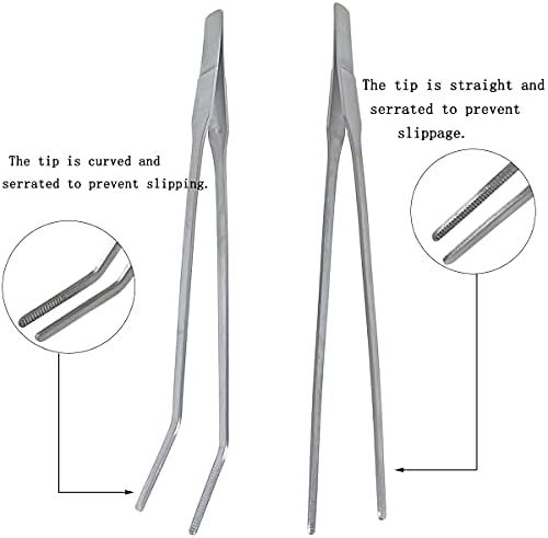 2 Pcs Feeding Tongs, Aquarium Tweezers Straight and Curved Tweezers Set