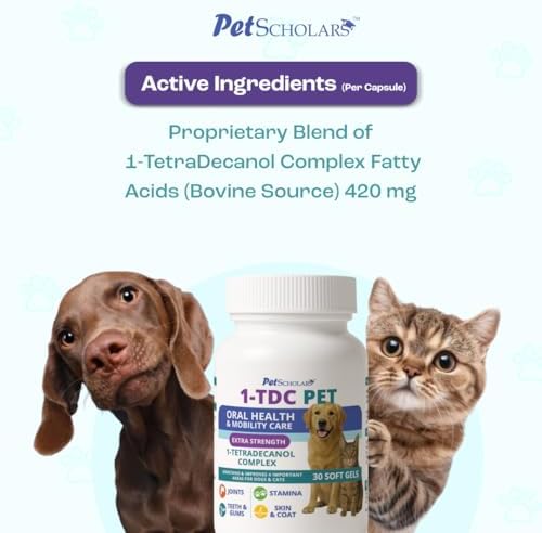 1TDC Dental & Joint Health Softgel Supplement for Dogs & Cats, Supports Oral Health, Stamina, Mobility, Muscle Strength & Recovery, Maintains Skin & Coat Health of Pets (30 Soft Gels)