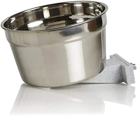 Lixit® Stainless Steel Kennel Food or Water Bowl - Non Spill Hanging Removable Crate Bowls - Carrier Cage Dish for Dogs or Cats for Feeding and Drinking (Stainless Steel, 40 Ounce (Pack of 2))
