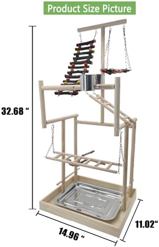 Hamiledyi 4 Layers Large Bird Playground 32" H Pet Parrot Playstand Gym