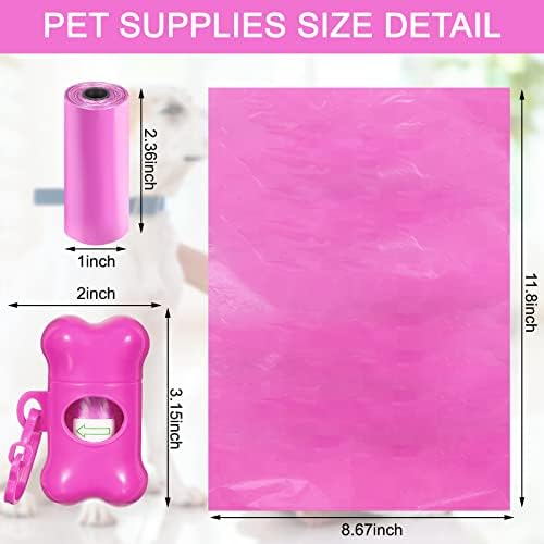 Teling 3000 Count Dog Poop Bags with 3 Dispensers, Hot Pink