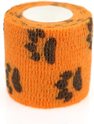 Self Adhesive Bandage Wrap Animal Cohesive Bandage Self Adherent Wrap First Aid Tape for Dogs Cats Horses Birds & Wrist Healing Ankle Sprain (2 Inch Mixed Cat Paw 6 Rolls)
