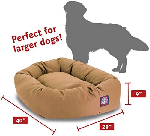 Majestic Pet Bagel Calming Dog Bed, 40 Inch Large, Round, Washable, Khaki