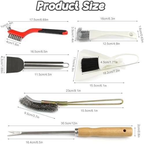 6PCS Bird Cage Cleaning Brush Kit Stainless Bird Cage Cleaner Tools Set Accessories for Small Medium,Large,Tall,Stainless Steel,Parakeet,Budgie,African Grey Parrot,Cockatoo Birds Cages Accessories