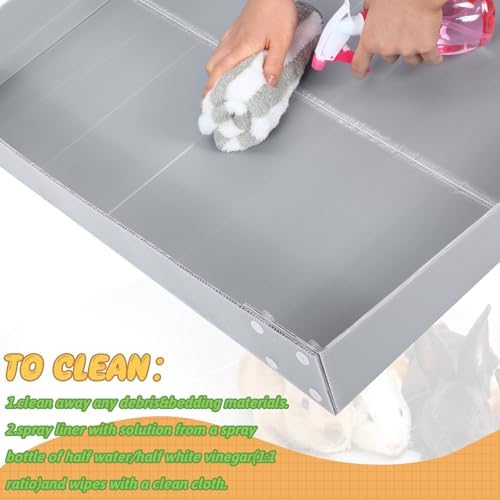 Wenqik 2 Pcs Guinea Pig Cage Liner Corrugated Plastic Base, Grey