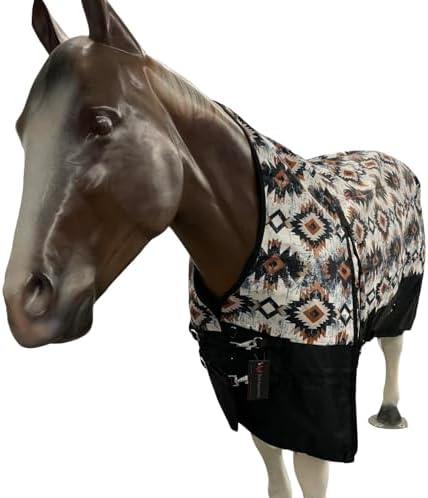 1200 Denier Horse Rain Sheet (Waterproof/Breathable & Wind Proof Turnout Sheet) Horse Breathable Rainsheet (Aztec-Beige, 74)