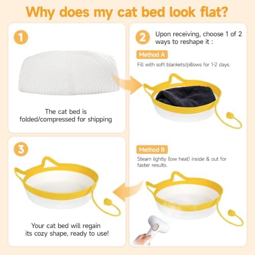 Cotton Rope Cat Bed, Instinct Hand Woven Cat Basket with Rope Tail
