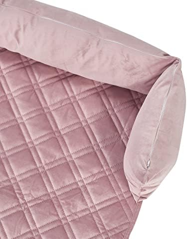 Brilliant Sunshine Silver Pink Velvet Dog Sofa Slipcover, Medium