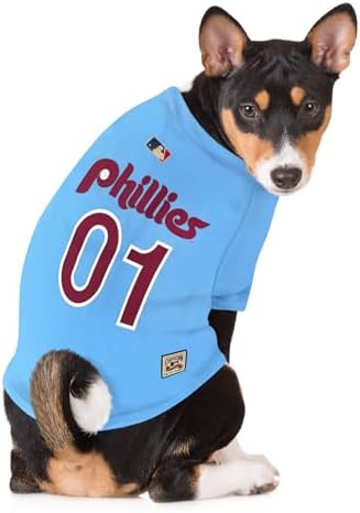 MLB Philadelphia Phillies Vintage Throwback Jersey for Dogs & Cats in Team Color. Comfortable Polycotton Material, Medium