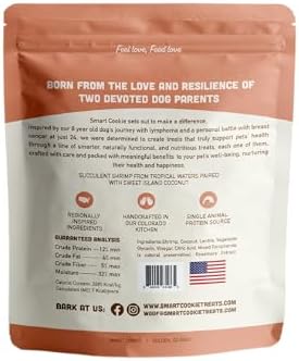 Smart Cookie Healthy Soft Dog Treats - Shrimp & Coconut - Grain Free Limited Ingredient Training Treats for Dogs with Sensitive Stomach & Allergies, Natural Novel Protein, Made in the USA (5oz.)
