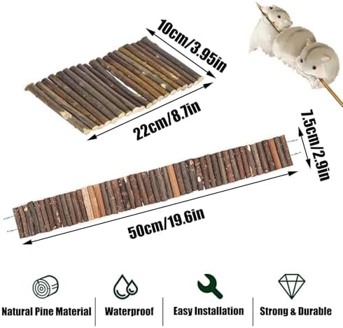 PINVNBY Natural Wooden Bendy Hamster Bridge Rat Climbing Ladder Toys