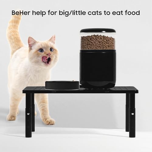 WSOWX Adjustable Automatic Cat Feeder Stand, Elevated Cat Food Stand,Black