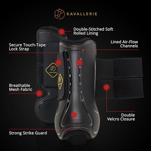 Kavallerie Classic Tendon Boots, Impact-Absorbing Material, Breathable & Evenly Distribute Pressure, Protect Tendon and Ligaments, Anti-Slip, Anti- Sore and Moisture Repellant Show Jumping Boots