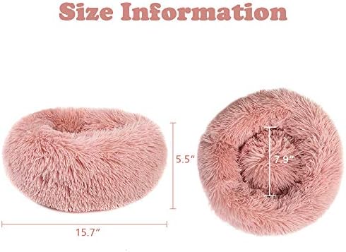 otoez Kitten Puppy Bed Extra Small XS Round Dog Cat Beds Anti Anxiety Plush Pet Calming Donut Bed with Non-Slip Waterproof Bottom, Washable (15.7", Pink)