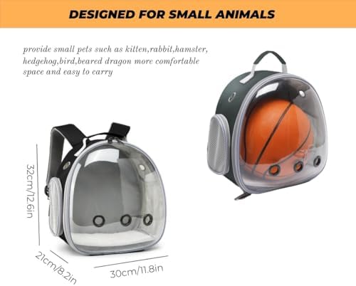 Small Animal Carrier Guinea Pig Backpack,Transparent, Breathable Backpack Carrier for Hedgehogs, Rabbits, Birds, Squirrels, Hamsters, Lizards Comfortable, Portable Travel Bag for Small Pets (Black)