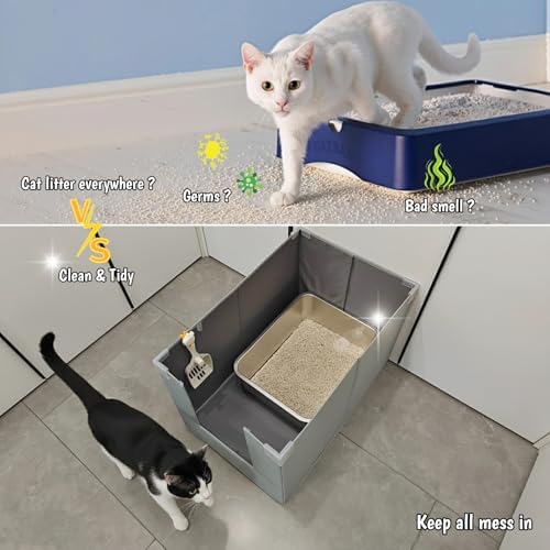 Extra Large Cat Litter Box Enclosure, Keep Dogs Out, Open Top High Side, Water Resistance Splash Guard for Cat Litter Boxes