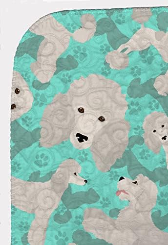 Caroline's Treasures MLM1060LQB White Standard Poodle Quilted Blanket 50x60 Artwork Pattern Quilted Throw Blanket for Bed, Couch, Sofa, Soft and Lightweight