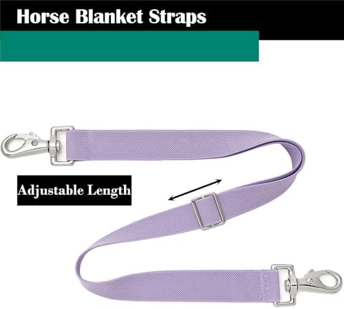 Premium Horse Blanket Sheet Leg Straps, Replacement Stretchy Belly Strap with Double Swivel Snaps, Adjustable Elastic Length from 24 to 42 Inch Winter Blanket
