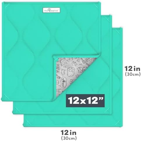 Paw Inspired Washable Fleece Guinea Pig Cage Liner Pads,12x12 Inch, Green