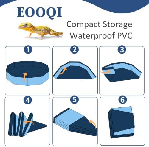 Eooqi Foldable Bearded Dragon Bathtub, Blue 19 x 3.5 in Pet Bath Pool,Collapsible Non-Slip Reptile Water Tub for Small Dogs, Cats & Turtles, Reinforced Bottom for Stability