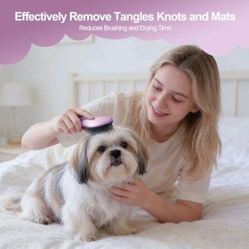Small Dog Brush, Skin-friendly Soft Bristles (Electroplating Purple)