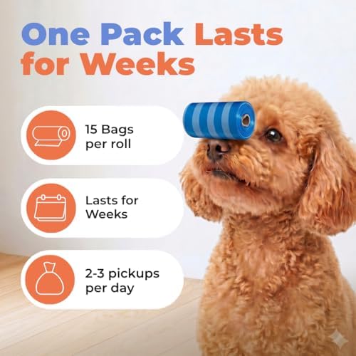 Best Pet Supplies Poop Bags for Dogs - Blue Strips, 240 Count
