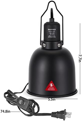 DXOPHIEX 5.5inch Deep Dome Reptile Heat Lamp Reptile Light Fixture