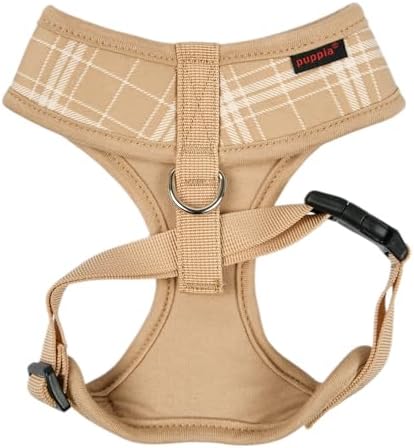 Puppia Corwin Dog Harness A (Over-The-Head) Fashionable Checkered Pattern Spring Summer Harness for Small and Medium Dogs, Beige, Medium