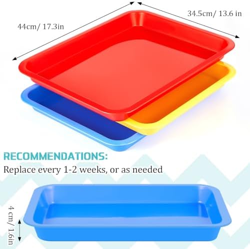 Tessco for you 3 Pcs Kitten Litter Box 17.3 x 13.6 x 1.6 Inch Shallow Low Entry Open Cat Litter Box Waterproof Plastic Small Rabbit Pan Tray Travel Toilet for Senior Cat Kitten Training