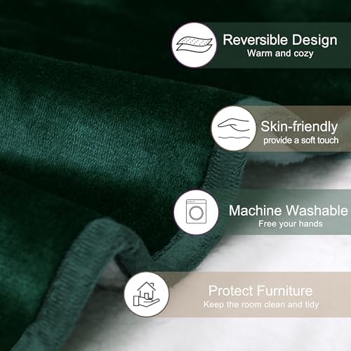 gogobunny Waterproof Bed Blanket, Reversible Sherpa Fleece Throw Blanket for Dog Puppy Cat, Furniture Cover Protects Bed Couch Sofa from Liquid Pee and Pet Fur (Forest Green, 25x35 inches)