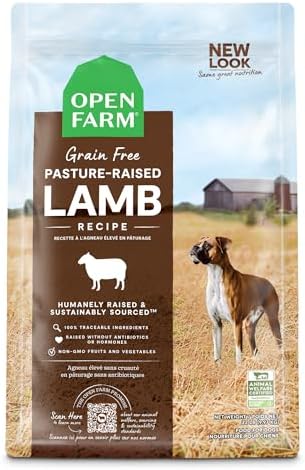 Open Farm Grain Free Dry Dog Food, Pasture Raised Lamb Kibble, 22lb Bag