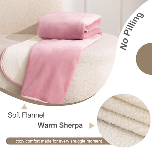 gogobunny Waterproof Bed Blanket, Reversible Sherpa Fleece Throw Blanket for Dog Puppy Cat, Furniture Cover Protects Bed Couch Sofa from Liquid Pee and Pet Fur (Pink, 25x35 inches)