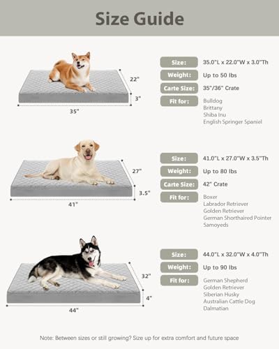 NUPIDA Orthopedic Dog Beds for Extra Large with Washable Cover, 44x32, Grey