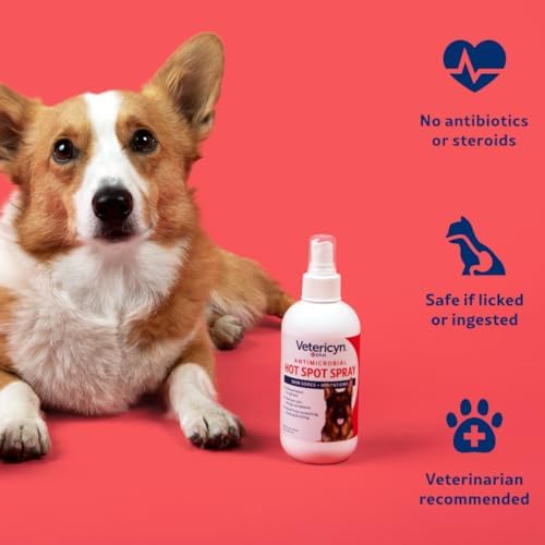 Vetericyn Plus Hot Spot Spray for Dogs Skin Sores and Irritations | Itch Relief for Dogs and Prevents Chewing and Licking at Skin, Safe for All Animals. 8 Ounces (Pack of 2)