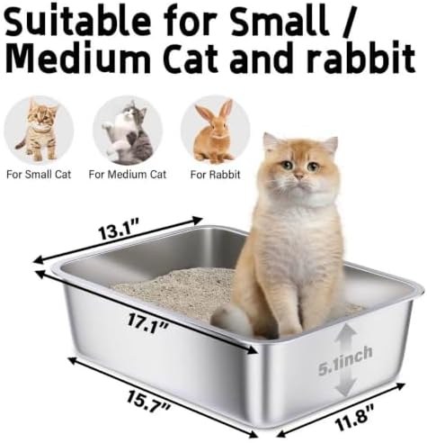 Small Stainless Steel Litter Box, Metal Litter Box